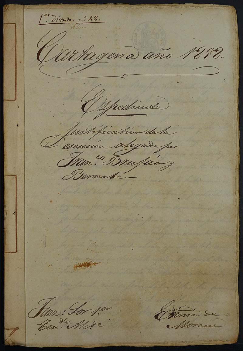 Expediente General de Reclutamiento y Reemplazo de Cartagena. Año 1858.
