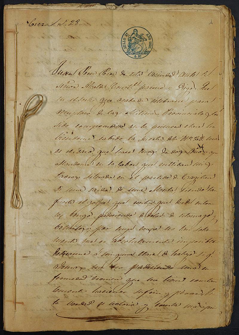 Expediente General de Reclutamiento y Reemplazo de Cieza. Año 1858.