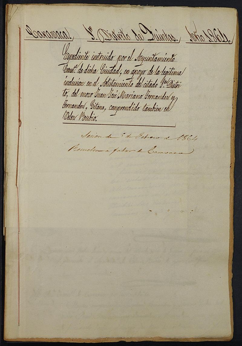Expediente General de Reclutamiento y Reemplazo de Caravaca de la Cruz. Año 1864.