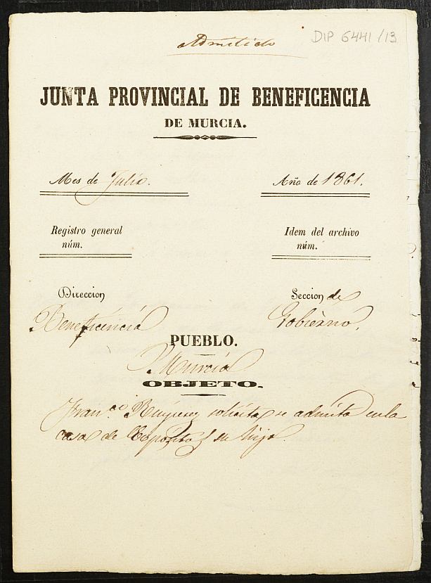 Expediente de solicitud de ingreso en la Casa de Expósitos de los niños Francisco y Joaquín.
