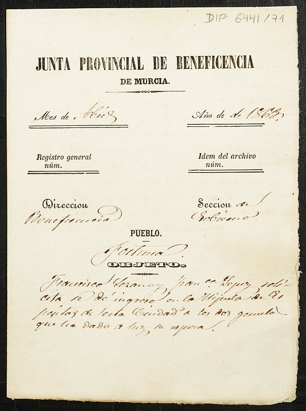 Expediente de solicitud de ingreso en la Casa de Expósitos de dos gemelos hijos de Francisco Lozano y Francisca López.