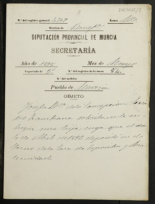 Expediente de reconocimiento y entrega de una niña llamada Concepción Soriano Zambrana a su madre natural Josefa María de la Concepción Soriano Zambrana.