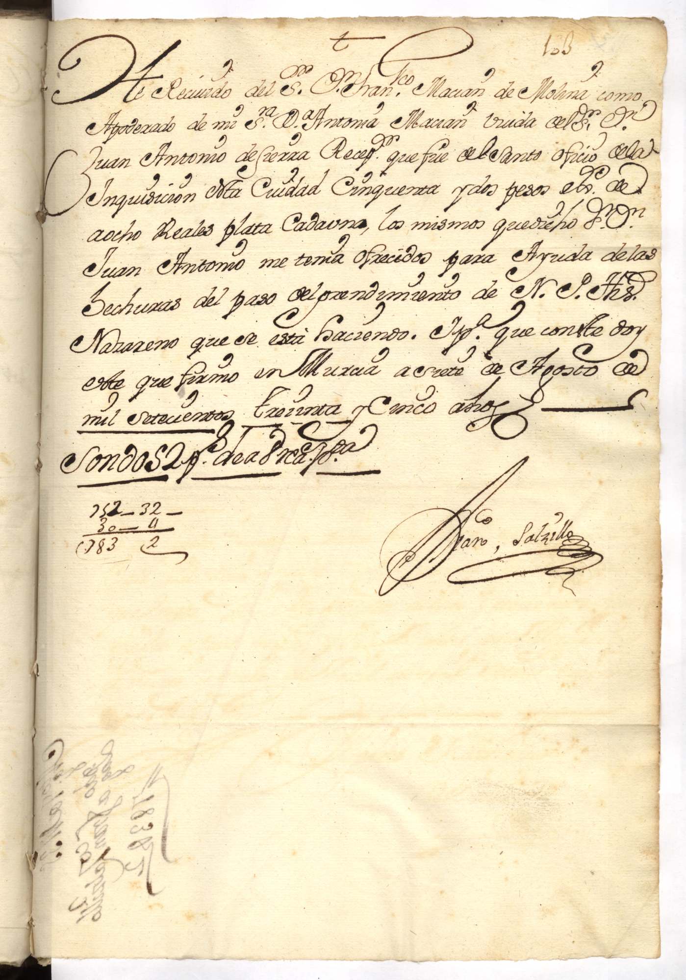 Registro de José Bastida, Murcia de 1743.