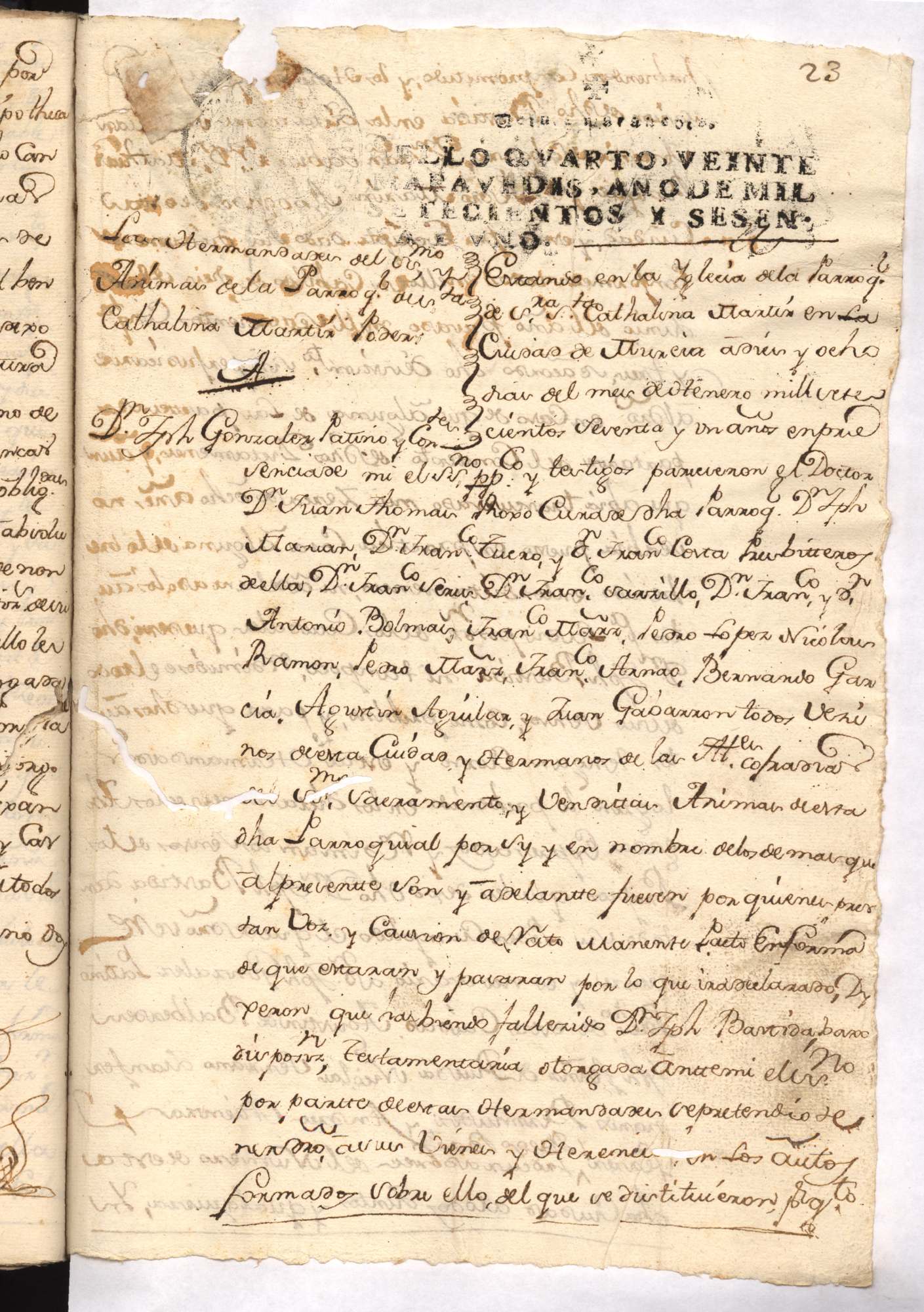 Registro de Esteban González, Murcia de 1761.