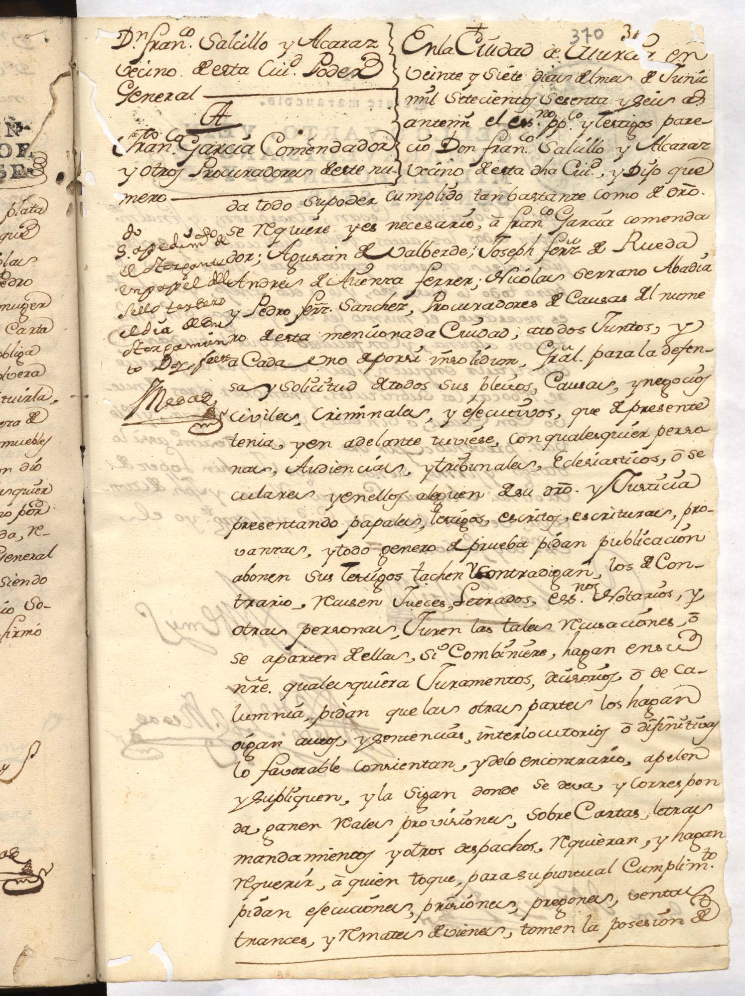 Registro de Alejandro López Mesas, Murcia de 1766.