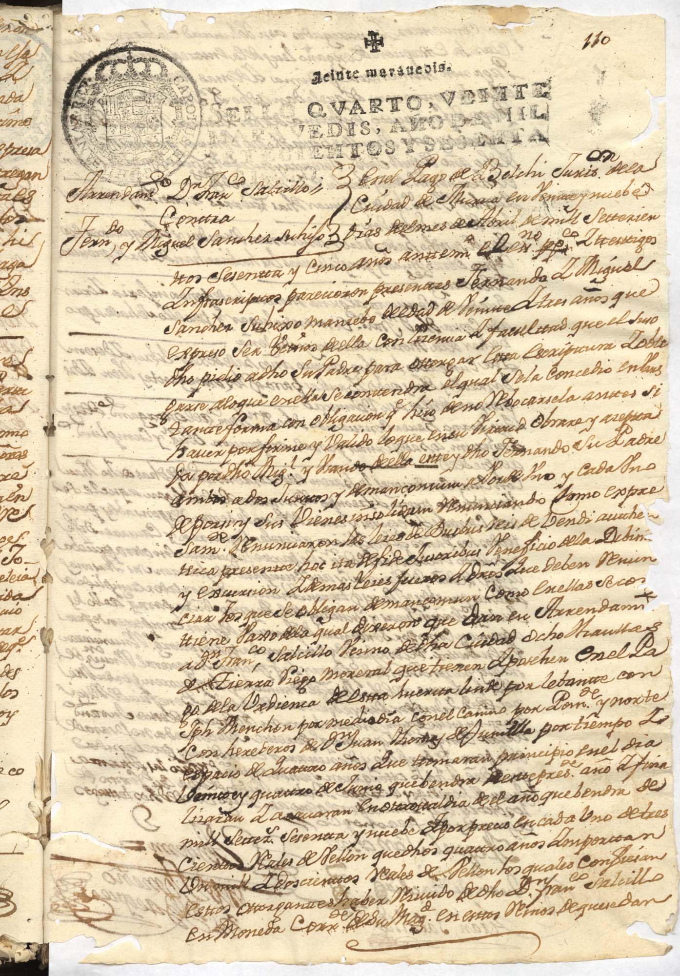 Registro de José Zomeño Vázquez, Murcia de 1765.
