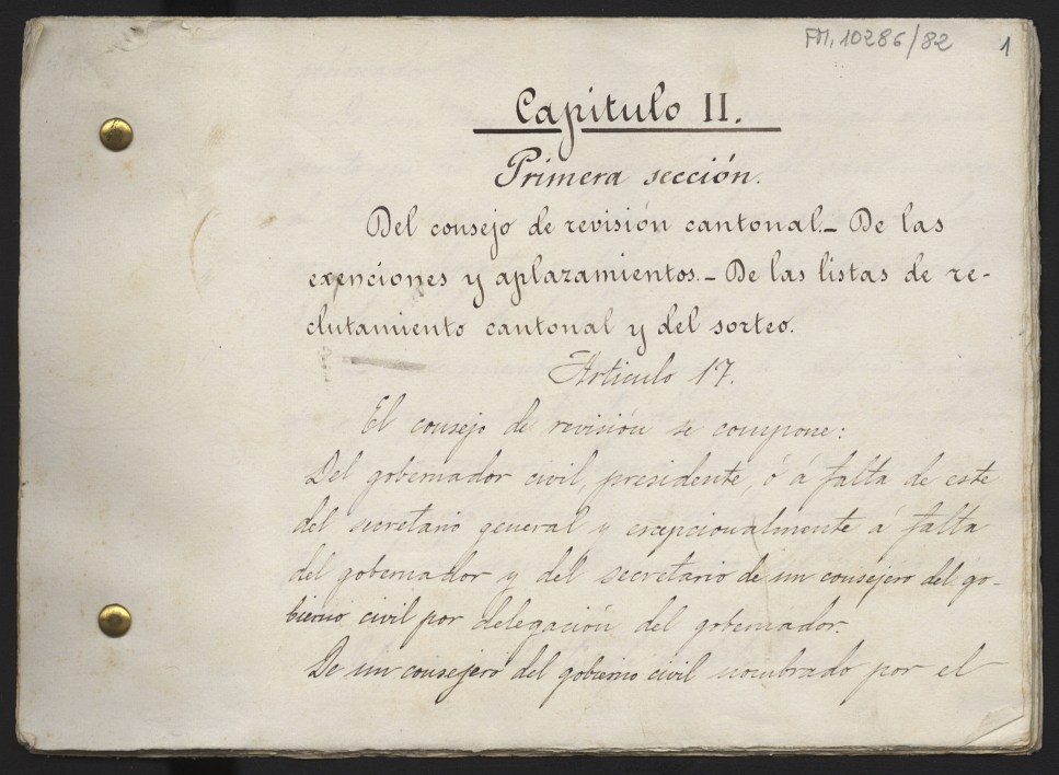 Copia traducida al castellano de un texto legislativo francés relativo al reclutamiento de mozos y la reserva.