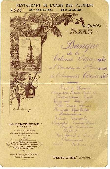 Álbum con tarjetas de invitación y menús de banquetes celebrados en Murcia, recopilados por José Flores Guillamón.