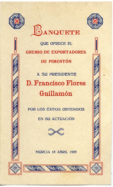 Álbum con tarjetas de invitación y menús de banquetes celebrados en Murcia, recopilados por José Flores Guillamón.