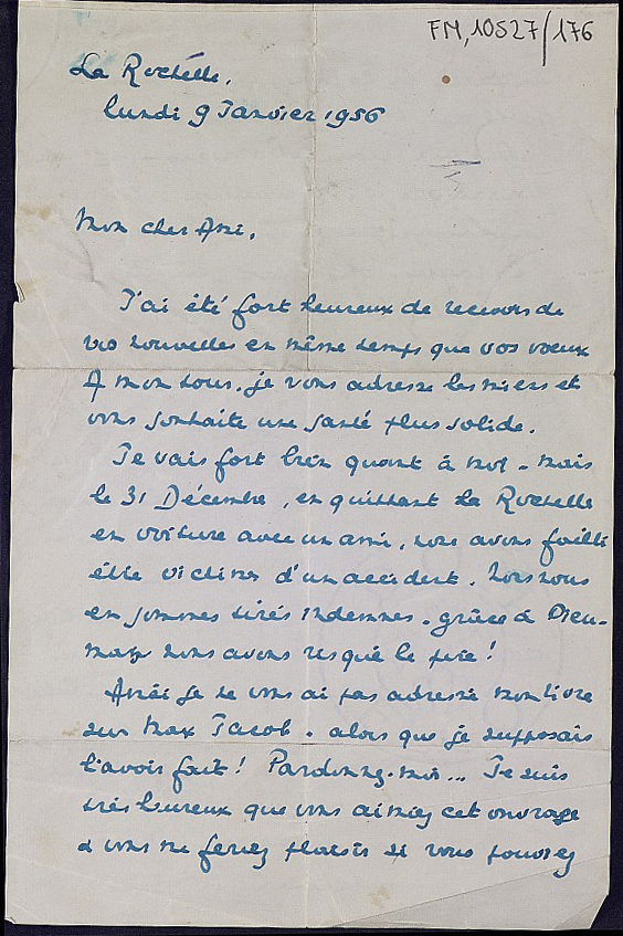 Carta de Louis Émié comentando el envío de su libro 