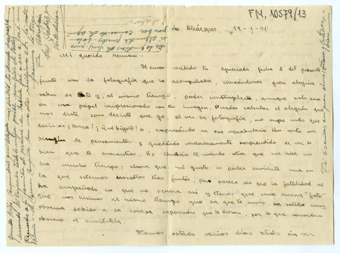 Carta de Norberto Galindo dirigida a su hermano Miguel, en la 185 Compañía de Trabajadores Etranjeros de Savenay (Francia).