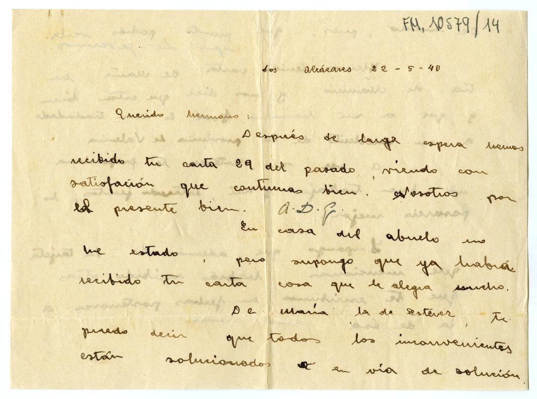 Carta de Norberto Galindo dirigida a su hermano Miguel, en la 185 Compañía de Trabajadores Extranjeros de La Chapelle-Launay, en Savenay (Francia).