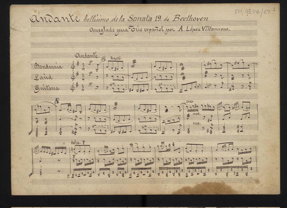 Arreglo musical de la obra 'Sonata 19' (Andante bellísimo), de Beethoven.