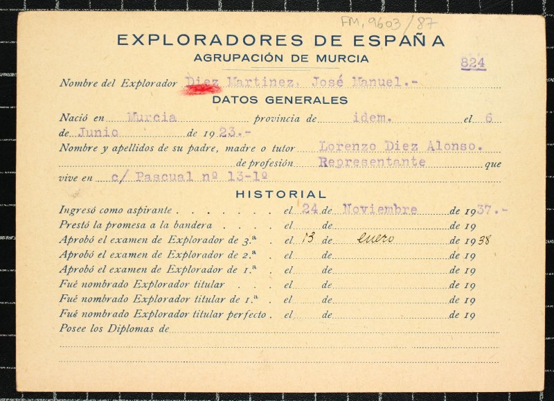 Ficha personal del explorador José Manuel Díez Martínez