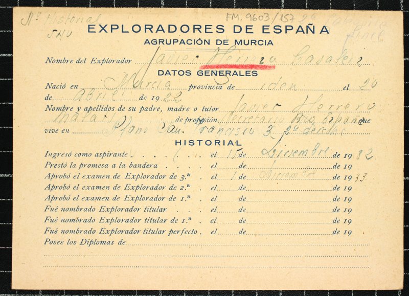 Ficha personal del explorador Javier Herrero Casaleiz