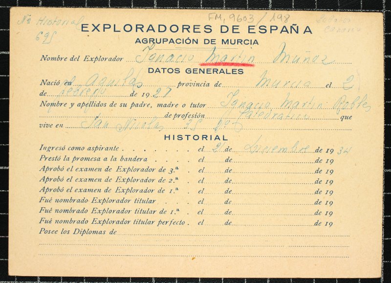 Ficha personal del explorador Ignacio Martín Muñoz