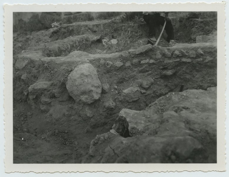 Muro de aparejo hallado en los trabajos de excavación arqueológica llevados a cabo en el Monte de Santa Catalina de Murcia