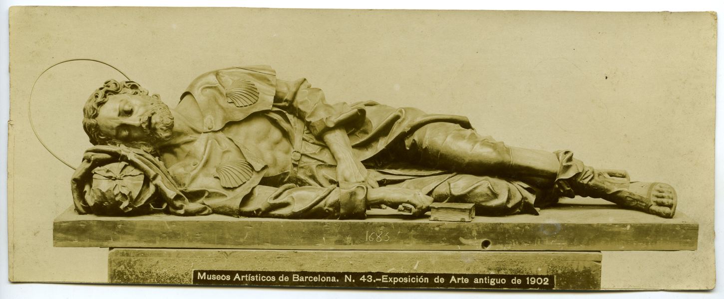 Estatua yacente, tallada en madera pintada y tela enyesada. «San Alejo». Obra de Agustín Pujol de Villafranca. 1643-1685.