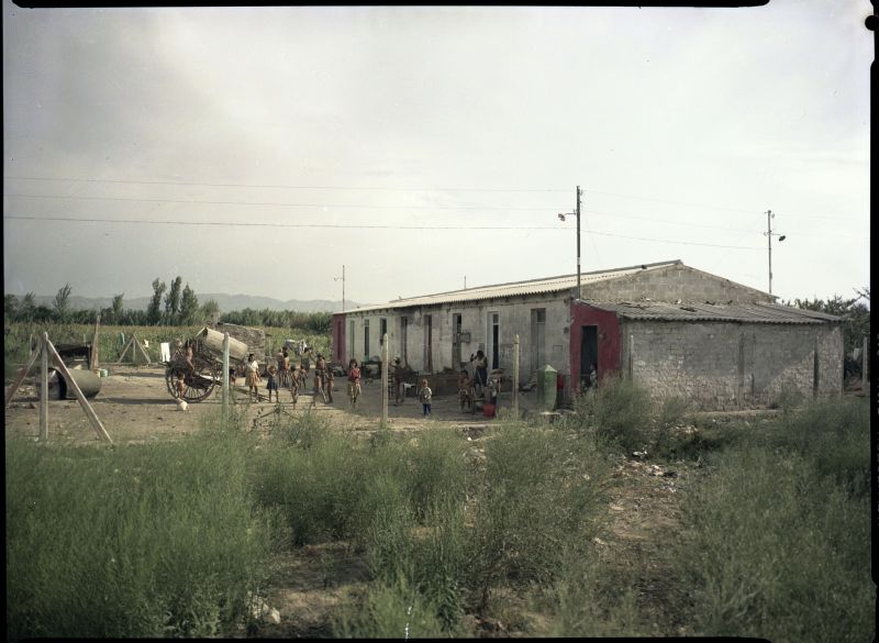Vista de un asentamiento gitano en la huerta de Murcia