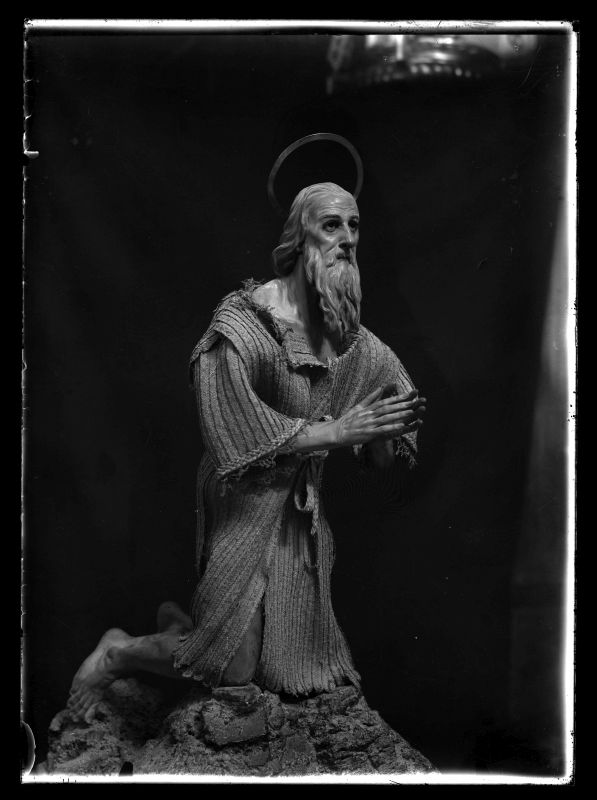 Escultura de San Pablo ermitaño del Eremitorio de Nuestra Señora de la Luz de Murcia, obra de Roque López