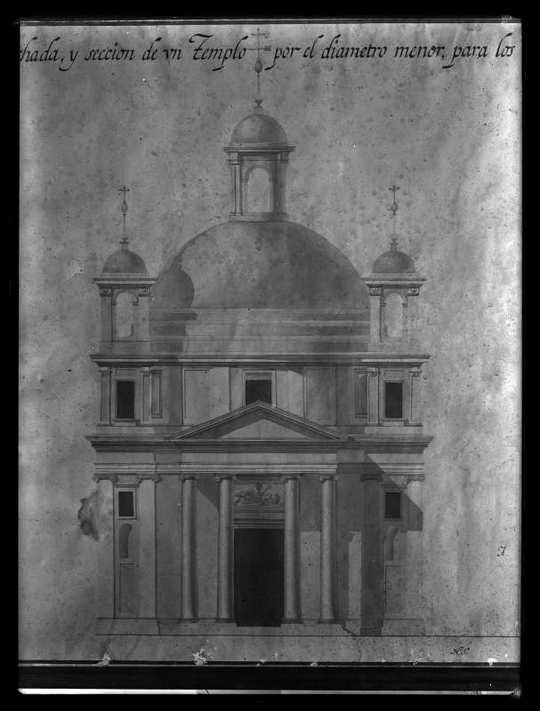 Reproducción de la fachada del proyecto para la construcción de la iglesia de San Felipe Neri en Murcia, obra de José Navarro David