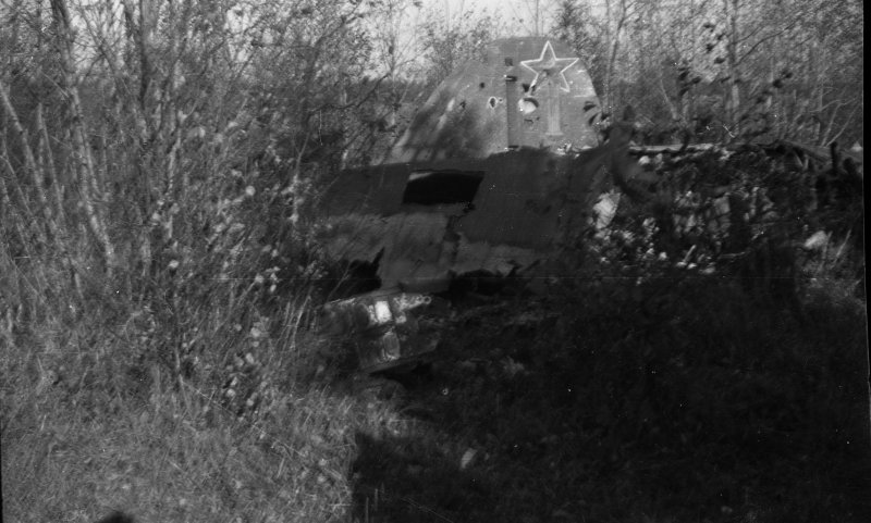 Vista de los restos de un avión soviético derribado en los alrededores de Krasny Bor, Leningrado