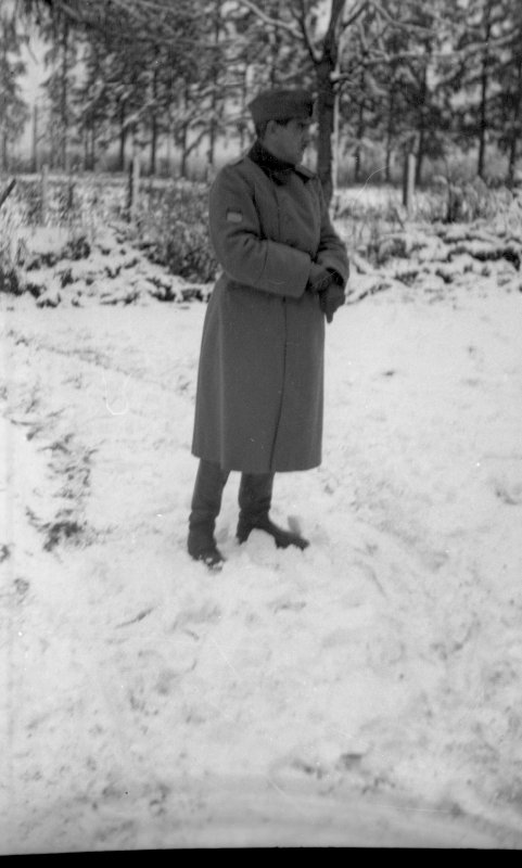 Retrato de un soldado de la División Azul en un paisaje nevado