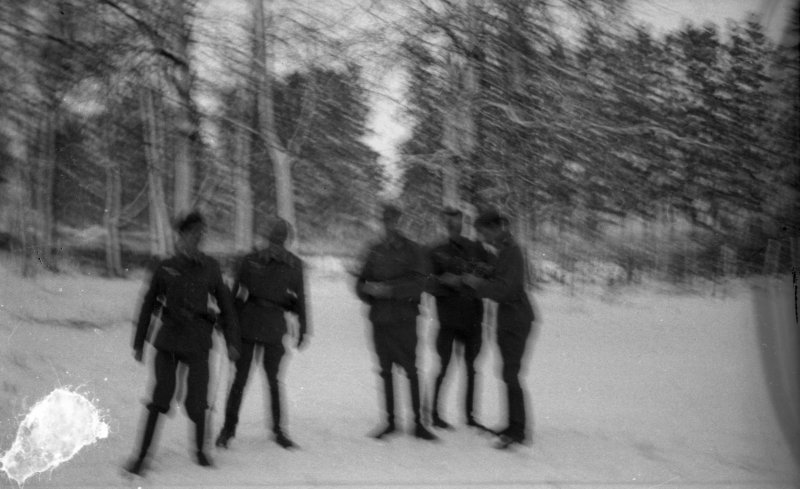 Retrato de un grupo de soldados de la División Azul en un paisaje nevado