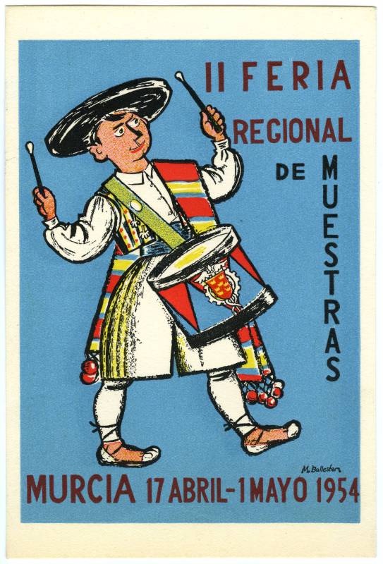 Postal del cartel de la II Feria Regional de Muestras. 1954