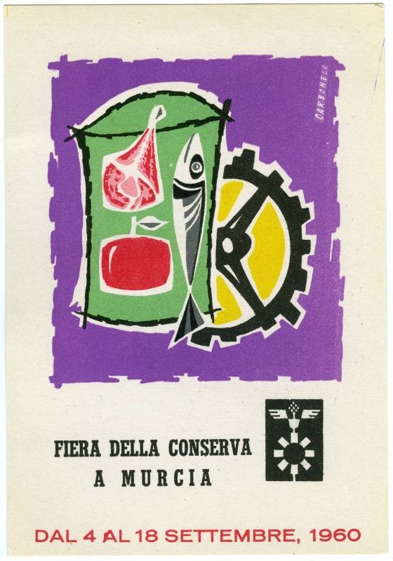Postal del cartel de la Fiera della conserva a Murcia. 1960