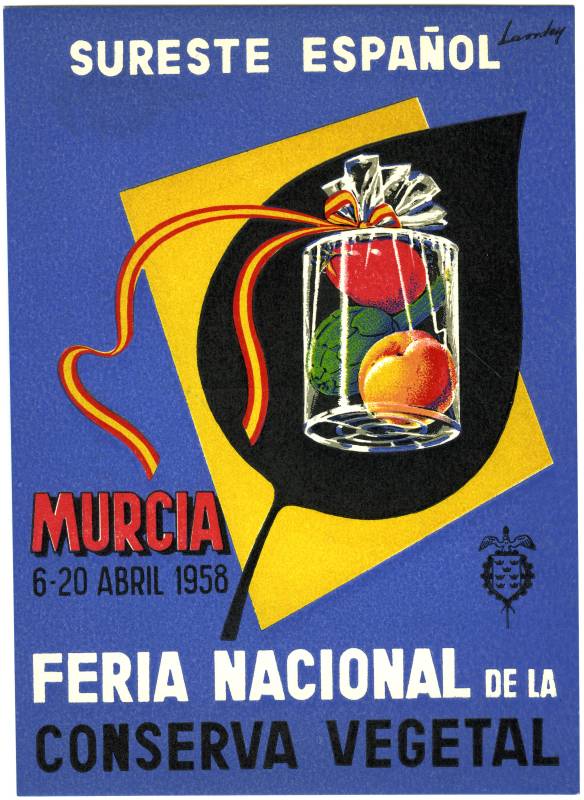 Postal del cartel de la Feria Nacional de la Conserva Vegetal. 1958