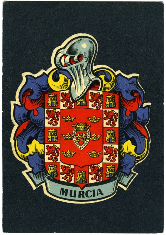 Postal del escudo de la ciudad de Murcia.