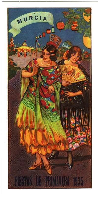 Postal de la portada del programa de las Fiestas de Primavera del año 1935.