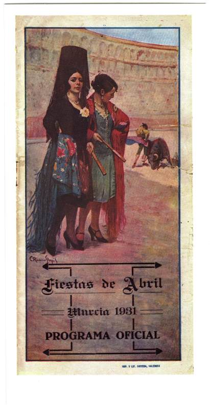 Postal de la portada del programa oficial de las Fiestas de Abril del año 1931.