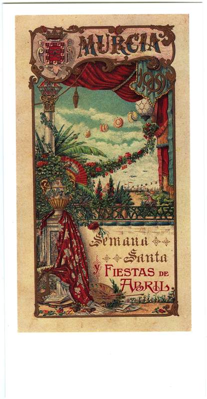 Postal de la portada del programa de Semana Santa y Fiestas de abril del año 1909.