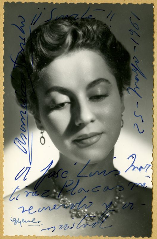 Retrato de la actriz de teatro Asunción Sancho dedicado a José Luis Martínez Plazas
