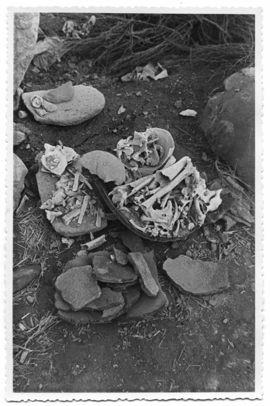 Conjunto de hallazgos cerámicos, líticos y óseos realizados en el yacimiento argárico de La Bastida durante la campaña de 1944.