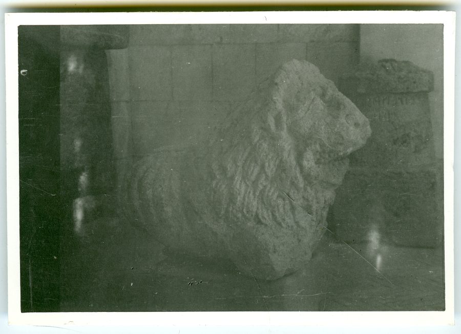 Escultura etrusca de un león