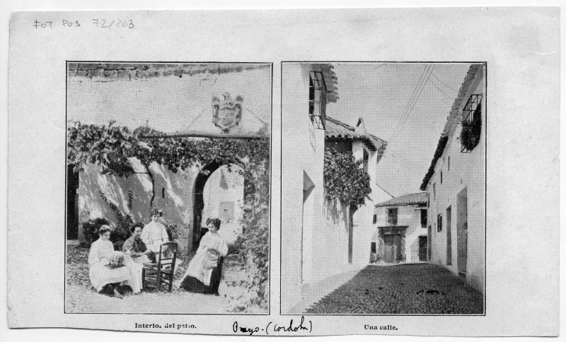 Recorte de página de una publicación con dos fotografías impresas de Priego de Córdoba