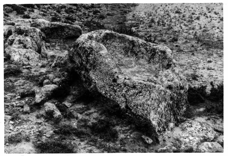 Vista de una pila de sacrificio del yacimiento de Arcóbriga en Monreal de Ariza