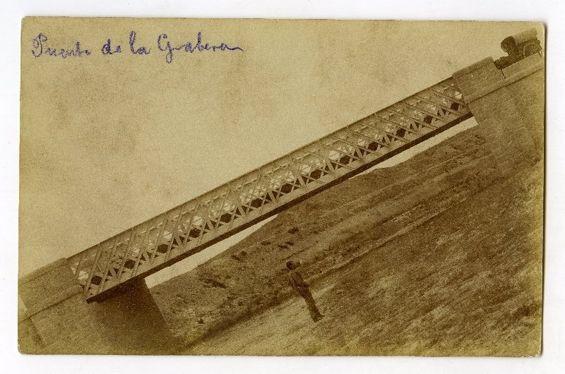 Fotopostal del puente sobre el canal de desagüe de la rambla de Lorca en el paraje de El Paretón, Totana.