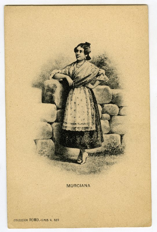 Tarjeta postal con tipo 'Murciana'.