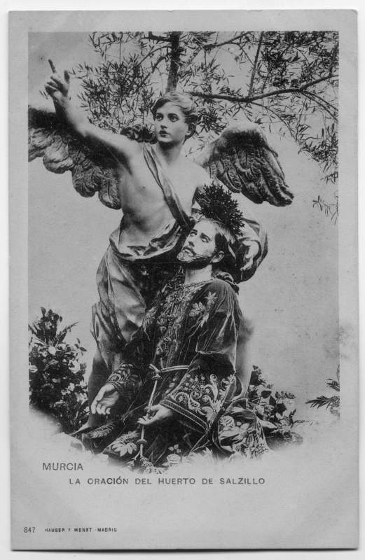 Tarjeta postal del grupo escultórico la Oración del Huerto, de Francisco Salzillo.