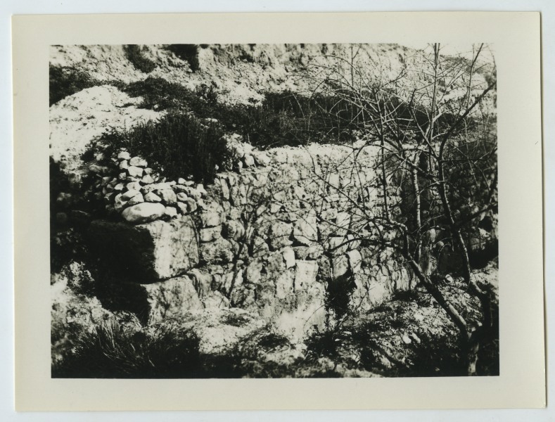 Vista de un muro en ruinas en una excavación arqueológica en Elche