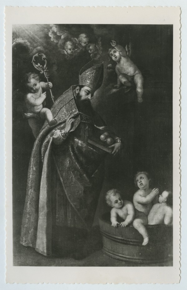 Cuadro de San Nicolás de Bari con los tres niños emergiendo del saladero, obra de Diego González-Conde
