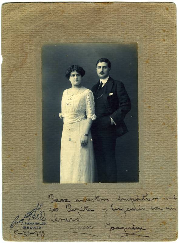 Retrato del escritor Joaquín Belda con su esposa Luisa