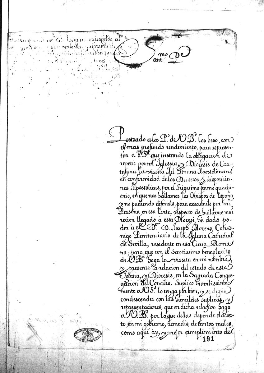 Relaciones de las Visitas Ad Límina de Luis Antonio Belluga y Moncada, obispo de la Diócesis de Cartagena.