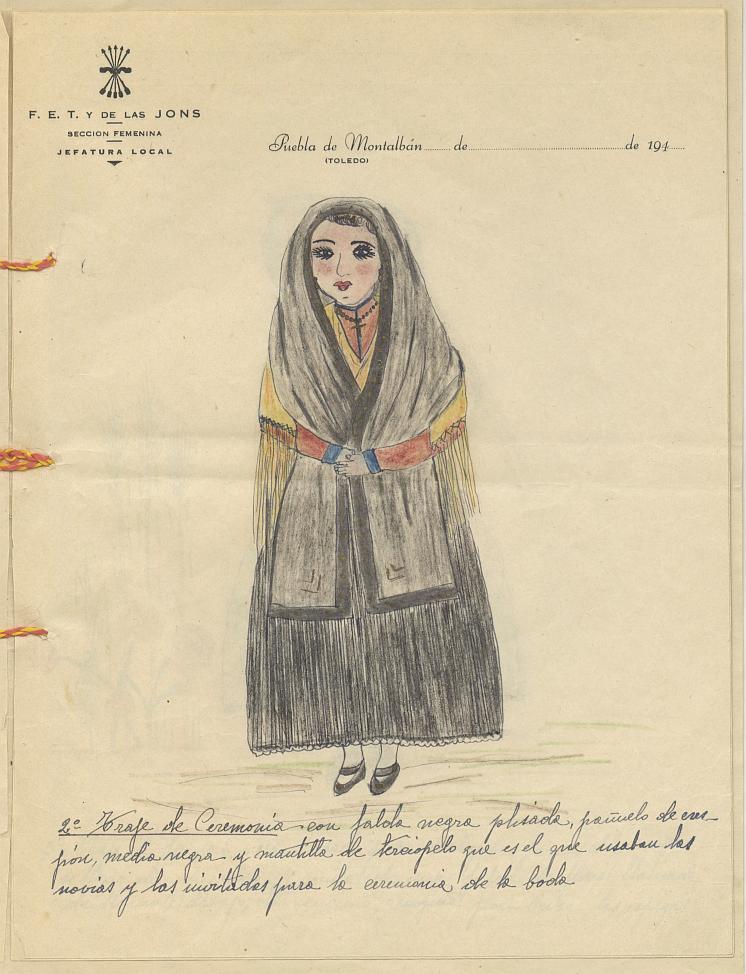   Cuardernillo de informes y dibujos sobre las características de los trajes típicos de Puebla de Montalbán.