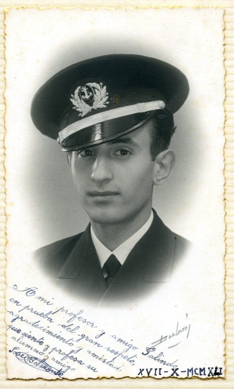 Retrato del marino José Belmonte Ruiz, compañero y alumno de Miguel Galindo en San Roque.