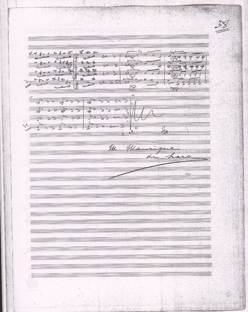Obra musical 'Cuarteto en mi bemol para dos violines, viola y violoncello', de Manuel Marique de Lara. 